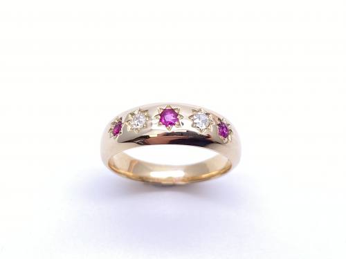 Diamond & Synthetic Ruby Ring