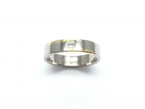 18ct White & Yellow Gold Diamond Wedding Ring 5mm