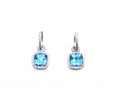 18ct Topaz & Diamond Drop Earrings