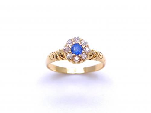 Diamond & Synthetic Sapphire Cluster Ring