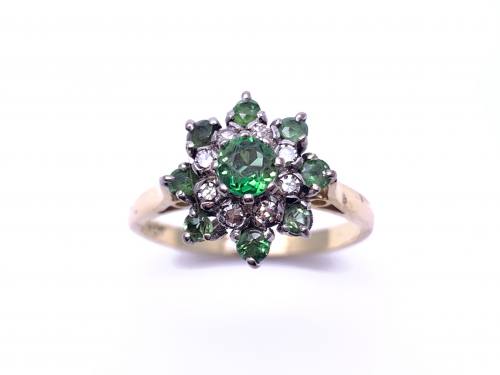 18ct Green Tourmaline & Diamond Ring