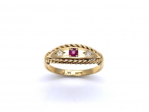 Synthectic Ruby & Diamond Ring
