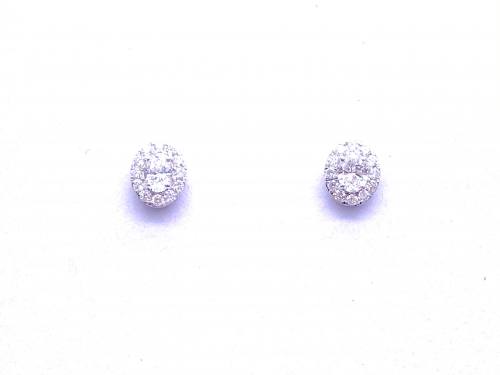 18ct Oval Diamond Cluster Earrings 0.60ct