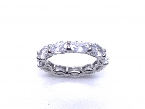 Silver White CZ Full Eternity Ring Size M