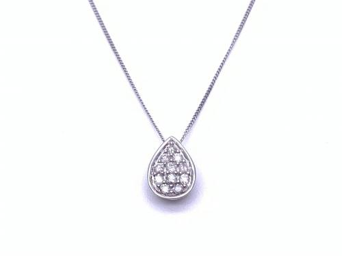 9ct Diamond Cluster Pendant & Chain