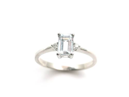 9ct White Gold Aquamarine & Diamond Ring