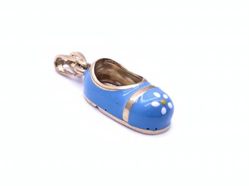 9ct Gold Blue Enamelled Shoe Charm/Pendant