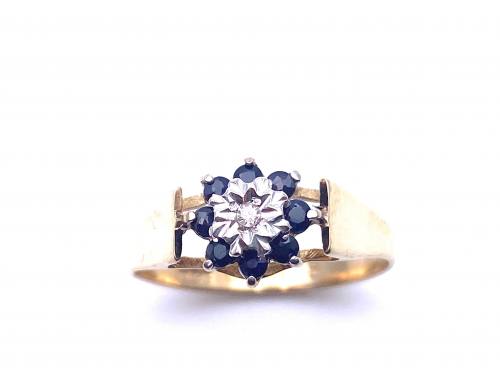 9ct Sapphire & Diamond Cluster Ring