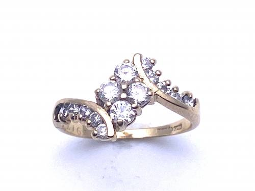 9ct Yellow Gold CZ Twist Cluster Ring