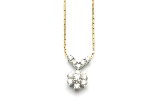 9ct Yellow Gold Diamond Cluster Necklet