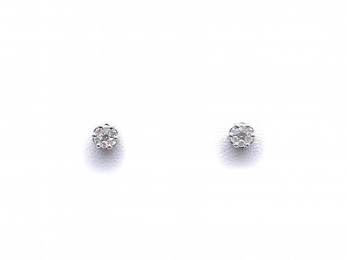 9ct White Gold Diamond Cluster Earrings 0.25ct