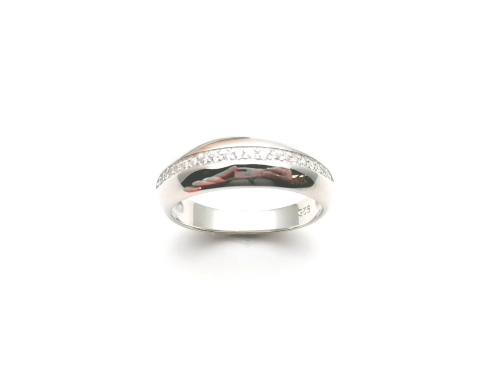 Silver CZ Set Wedding Ring 7mm