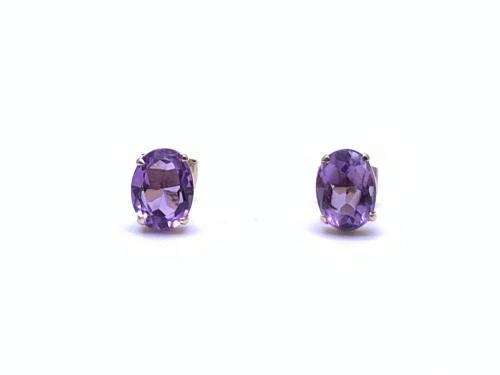 Purple CZ Solitaire Stud Earrings