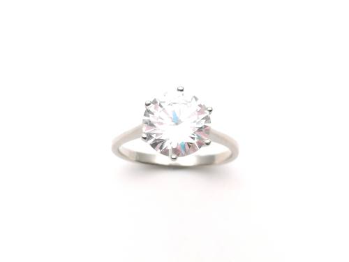 Silver CZ Solitaire Ring M