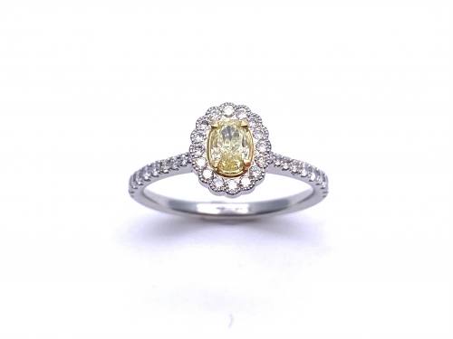 Platinum Fancy Yellow Diamond Halo Ring