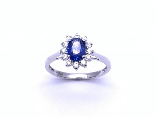 9ct Sapphire & White Zircon Ring