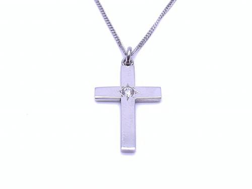 Platinum Diamond Cross Pendant & Chain