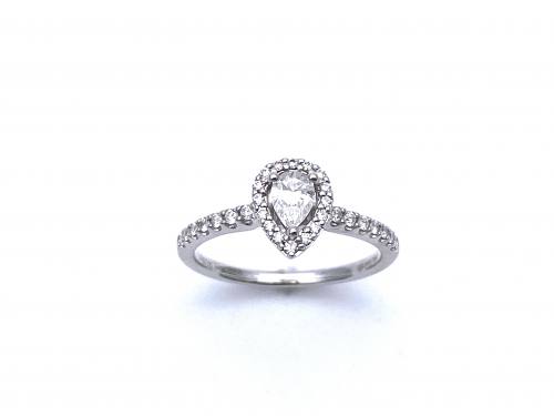 18ct Pear Diamond Cluster Halo Ring