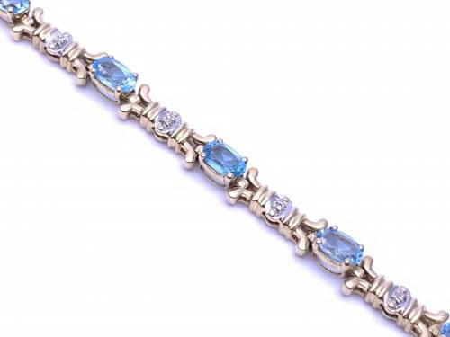 14ct Blue Topaz & Diamond Bracelet