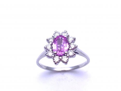 18ct Pink Sapphire & Diamond Cluster