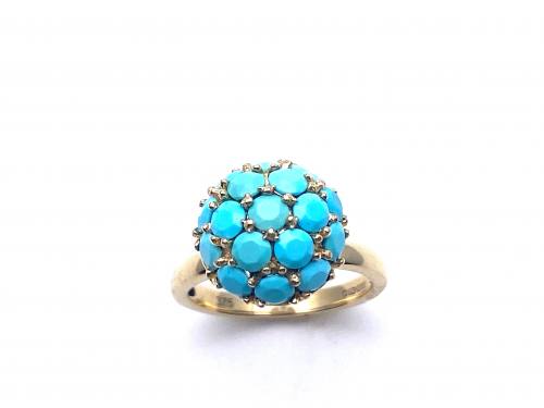 9ct Yellow Gold Turquoise Cluster Ring