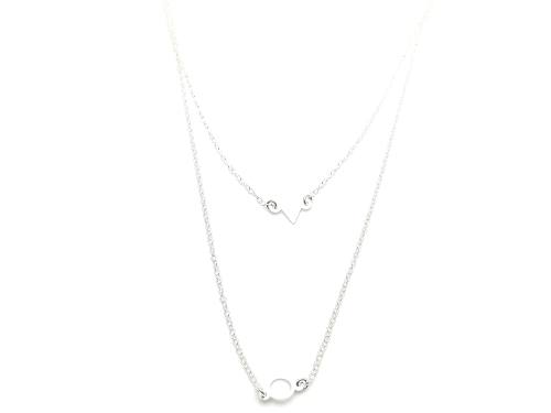Silver Double Triangle and Circle Necklet