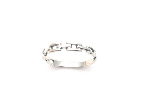 Silver Square Chain Link Band Ring