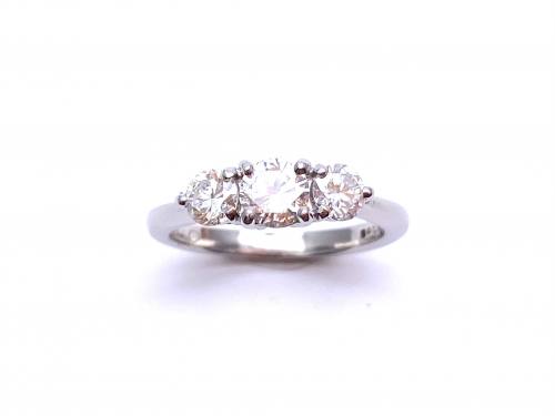 Platinum Diamond 3 Stone Ring 0.88ct