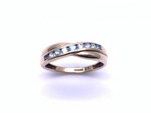 9ct Blue & White CZ Crossover Ring
