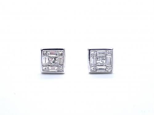 14ct White Gold Diamond Cluster Earrings 0.66ct