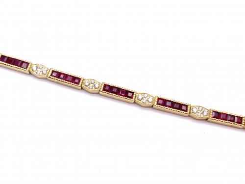 18ct Yellow Gold Ruby & Diamond Bracelet