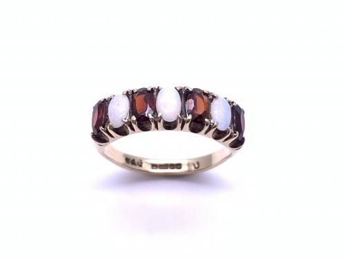 9ct Opal & Garnet 7 Stone Ring