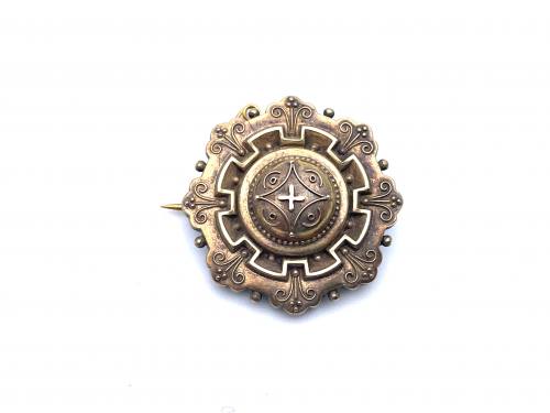 An Old 15ct Yellow Gold Mourning Brooch