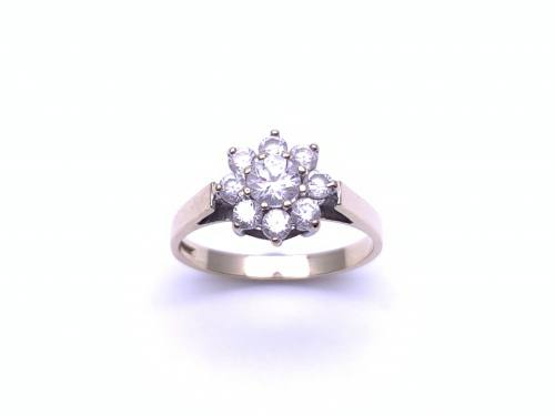 9ct Yellow Gold CZ Flower Cluster Ring