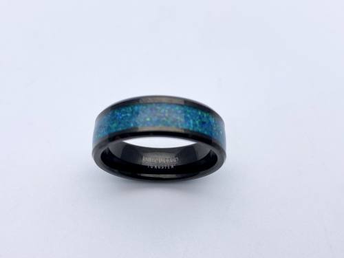 Tungsten Carbide Black IP & Blue Opal Replica Ring