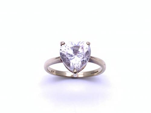 9ct CZ Love Heart Solitaire Ring
