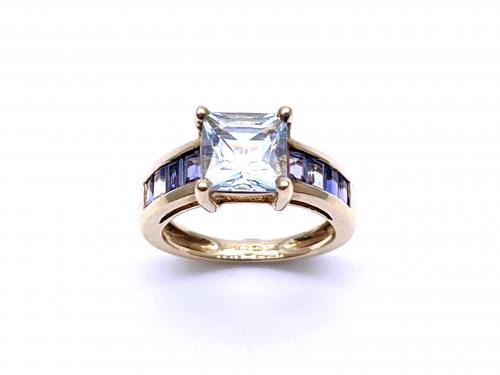 9ct Blue Topaz & Amethyst Ring
