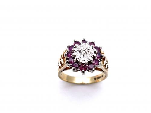 9ct Ruby & Diamond Cluster Ring