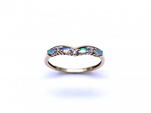 9ct Opal & Diamond Wishbone Ring