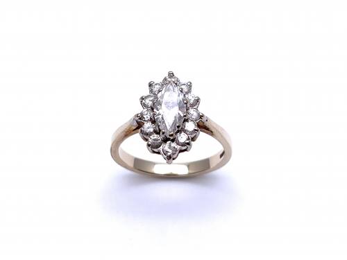 9ct CZ Marquise Cluster Ring