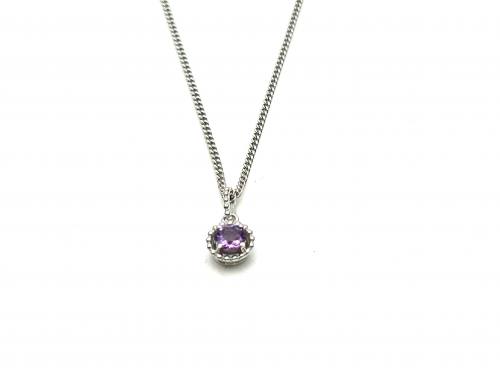 Silver Amethyst Pendant and Chain