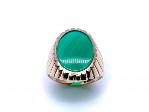 9ct Yellow Gold Green Agate Dress Ring