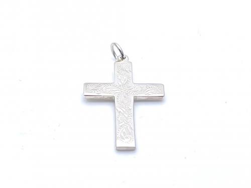 Silver Flat Engraved Cross Pendant