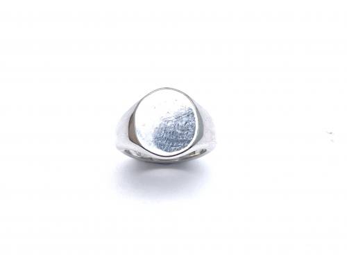 9ct White Gold Oval Signet Ring