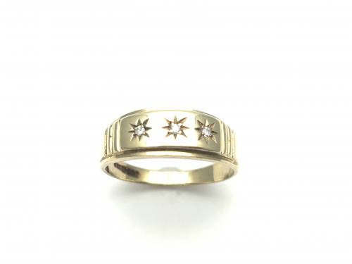 9ct Yellow Gold Diamond 3 Stone Ring