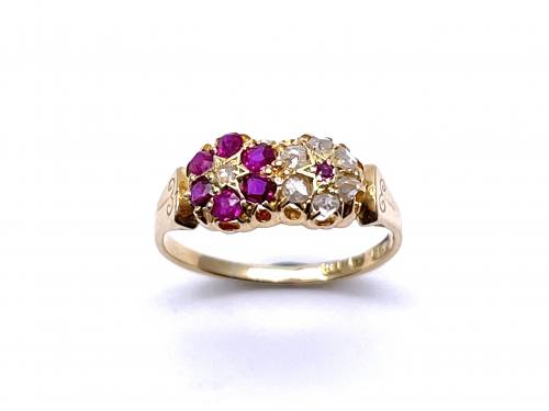 Synthetic Ruby & Diamond Cluster Ring