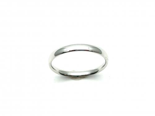 18ct White Gold Slight Court Wedding Ring 2mm O