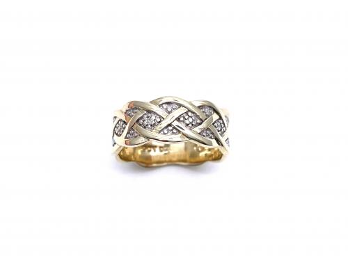 9ct Yellow Gold Diamond Celtic Ring