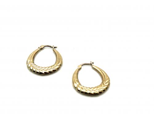 9ct Yellow Gold Fancy Oval Hoops