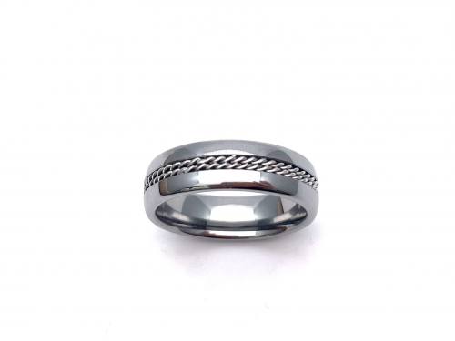 Tungsten Carbide Ring With Steel Wire Inlay 7mm